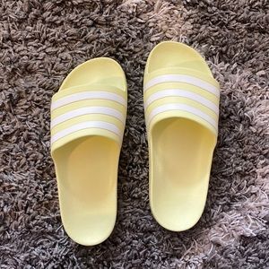 Adidas lemon yellow slides
